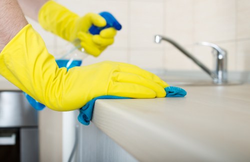 Deep cleaning a kitchen during move out cleaning